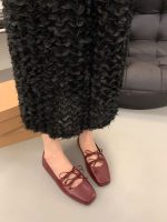 French Bow Lace-Up Mary Jane Flats for Women - Image 9