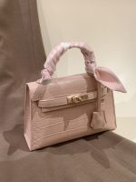 Luxury Crocodile Embossed Kelly Handbag