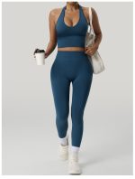 High-Waist Tummy Control Yoga Pants for Women - Ribbed Elastic Fitness Leggings, Butt Lift & High Stretch Running Sports Pants - Image 9