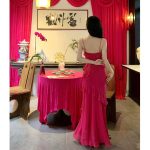 Rose red summer spaghetti strap high-end seaside vacation ruffled long dress - Image 4