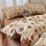 Luxury style maternal and infant grade small bamboo washed cotton bed sheets quilt cover single set - Image 5