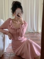 New Ruffled French Style Dress: High-End Coat with Bottoming Long Skirt for Women - Image 7