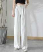 Korean Wide-leg drapey trousers, high-waisted, versatile loose, casual suit formal trousers - Image 11