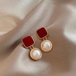Retro Red Baroque Pearl Simple and High-end  Earrings for Women - Image 13