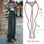 Soft Cement Gray Straight Jeans New Retro Hong Kong Style Slim Loose Draping Wide Leg Denim Pants - Image 4