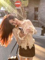 French Lace Patchwork Knit Top - Elegant Slim-Fit Sweater - Image 6