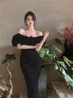 French elegant off-shoulder slim-fitting hip high-end seaside vacation dress - Image 16