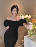 French elegant off-shoulder slim-fitting hip high-end seaside vacation dress - Image 17