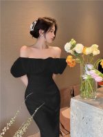 French elegant off-shoulder slim-fitting hip high-end seaside vacation dress - Image 20