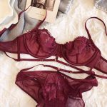 French Embroidered Mesh Lace-Up Ultra-Thin Push-Up Bra Set – Large Bust Minimizing, Soft Underwire