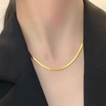Mmalist Luxury Titanium Steel Snake Chain Necklace – Elegant Thin Plate Vintage Clavicle Jewelry for Women