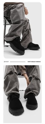 Men’s Suede Derby Work Shoes – Low-Top Retro Thick Sole Breathable Boots - Image 20