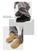 Men’s Suede Derby Work Shoes – Low-Top Retro Thick Sole Breathable Boots - Image 22