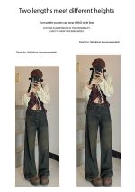 Vintage High-Waist Cement Gray Wide-Leg Floor-Length Jeans - Image 4