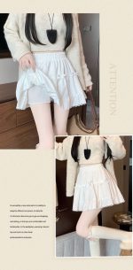 High-Waist Bow Tiered Lace Ruffle Mini Skirt - Image 10