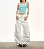 High-Waist Curved-Leg Clean Fit Casual Pants - Image 11