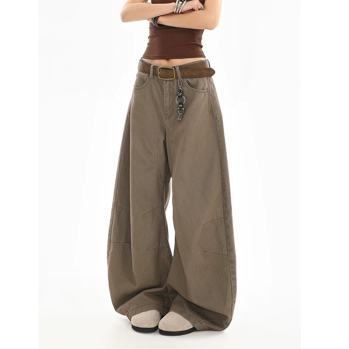Image_20260112163400 High-Waist Curved-Leg Clean Fit Casual Pants - Image 1