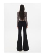 High Waist Stretch Micro Flare Raw Hem Denim Pants - Image 13
