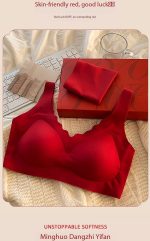 Red Seamless Push-Up Bridal Camisole Bra Set - Image 12