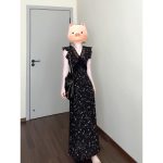 Elegant Black Lace Floral Maxi Dress - Image 8