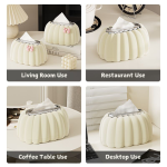 Pumpkin Spring Tissue Box – Creative Tissue Holder for Home and Office, Minimalist Velvet Tissue Organizer in Cream - Image 5