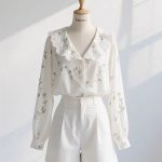 Women’s French Lace Collar Long Sleeve Blouse - Image 2