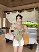 Green Lace Off-Shoulder Crop Cami Top - Image 7