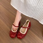 Red French Ballet Mary Jane Chunky Heels - Image 6