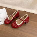 Red French Ballet Mary Jane Chunky Heels - Image 5