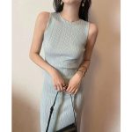 Women's Sleeveless Slim Fit Waist-Cinched Slit Bodycon Maxi Dress - Image 7