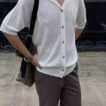 Men’s Ice Silk Knitted Short Sleeve T-Shirt Cardigan – Summer Lightweight Korean Style