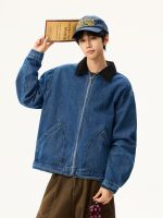 Retro Washed Blue Clean-Fit Denim Jacket for Men - Image 6