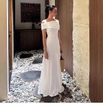 Women’s Color-Block Pleated Off-Shoulder Maxi Dress - Image 5