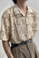 Elegant Floral Cuban Collar Ice Silk Shirt - Image 8