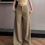 Women’s Low-Rise Straight Wide-Leg Tailored Trousers
