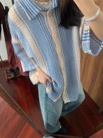 Color Block Hollow Knit Short Sleeve Cardigan - Image 4