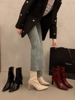 Women's French Pointed Toe Elastic Ankle Boots - Image 3