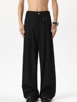 American Retro Black Fleece-Lined Wide-Leg Trousers – Men's Loose Fit Straight Casual Pants for Autumn & Winter - Image 3