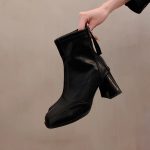 Square Toe Stretch Ankle Boots genuine leather - Image 4