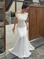 Women’s Color-Block Pleated Off-Shoulder Maxi Dress - Image 8