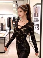 Women’s Slim Fit Lace V-Neck Pullover Top – 2026 Winter Long Sleeve Elegant Base Layer Shirt - Image 6