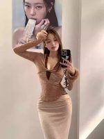 Minimalist Long-Sleeve Lace Top with Fur Trim – Women's Slim Fit Elegant Spring & Autumn Blouse - Image 5
