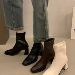 Women's Soft Leather Chunky Heel Slim-Fit Chelsea Ankle Boots
