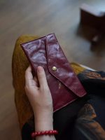 Women’s Vegetable Tanned Genuine Leather Long Wallet Envelope Clutch - Image 4
