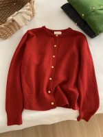 Red Vintage Soft Knit Cardigan for Women - Image 8