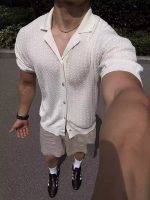 Men’s Ice Silk Knitted Short Sleeve T-Shirt Cardigan – Summer Lightweight Korean Style - Image 6