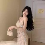 French Style Jacquard Embroidered Slip Dress – Elegant Spring Summer Women's Midi Dress