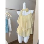 Korean Ruffled Chiffon Camisole – Dopamine-Inspired Pure Desire Style - Image 5