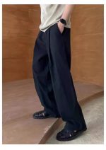 Linen Blend Relaxed Straight-Leg Trousers for Men - Image 6