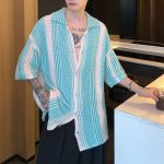 Color Block Hollow Knit Short Sleeve Cardigan - Image 7